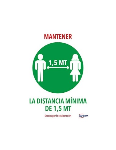 SEÑAL ADH. AVERY MANTENER DIST  MININA 1,5MT.A4 RESIST RAYOS PK.DE 2