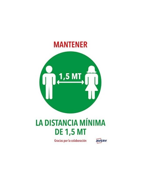 SEÑAL ADH. AVERY MANTENER DIST  MININA 1,5MT.A4 RESIST RAYOS PK.DE 2
