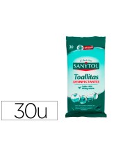 TOALLITA DESINFECTANTE SANYTOL BIODEGRADABLE PQ.DE 30 UD.