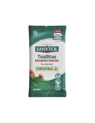 TOALLITA DESINFECTANTE SANYTOL BIODEGRADABLE PQ.DE 30 UD.