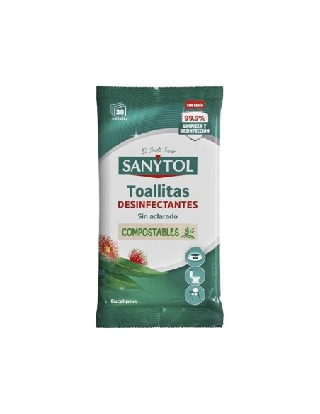 TOALLITA DESINFECTANTE SANYTOL BIODEGRADABLE PQ.DE 30 UD.