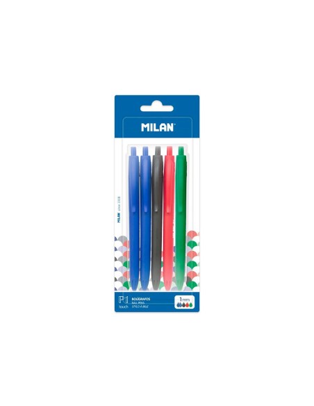 BOLIGRAFO MILAN P1 RETRACTIL 1MM TOUCH 5 UD.SURT.