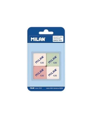 GOMA DE BORRAR MILAN MIGA DE PAN 430 CUADRADA BLISTER DE 4