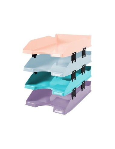 BANDEJA EXACOMPTA PLAST.AQUAREL SET 4 BAND.COMBO PASTEL 346X225X243MM
