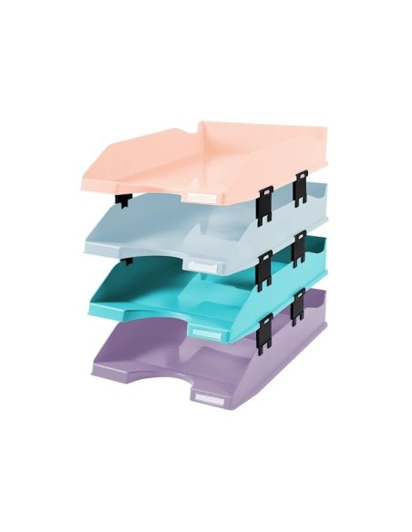 BANDEJA EXACOMPTA PLAST.AQUAREL SET 4 BAND.COMBO PASTEL 346X225X243MM