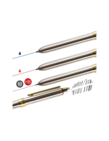 BOLIGRAFO MILAN MULTIFUNCION CROMADO PORTAMINAS 0,5MM/ GOMA BORRAR