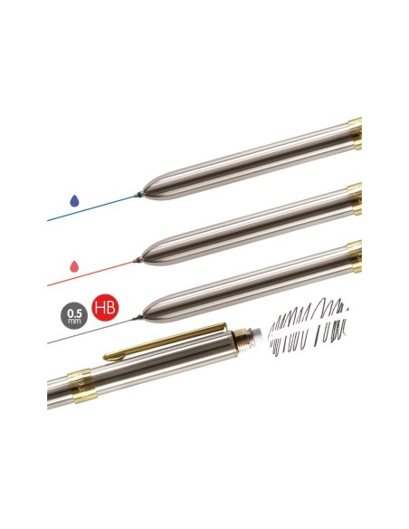 BOLIGRAFO MILAN MULTIFUNCION CROMADO PORTAMINAS 0,5MM/ GOMA BORRAR