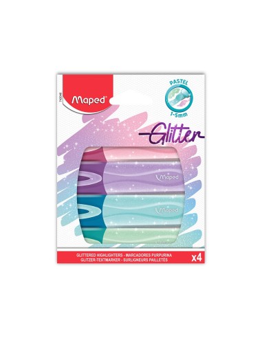ROTULADOR MAPED FLUOR.PEPS PASTEL GLITTER  4 UD.SURT.