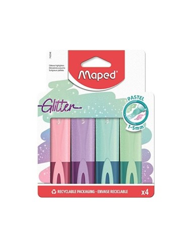 ROTULADOR MAPED FLUOR.PEPS PASTEL GLITTER  4 UD.SURT.