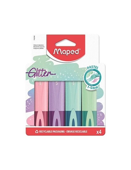 ROTULADOR MAPED FLUOR.PEPS PASTEL GLITTER  4 UD.SURT.