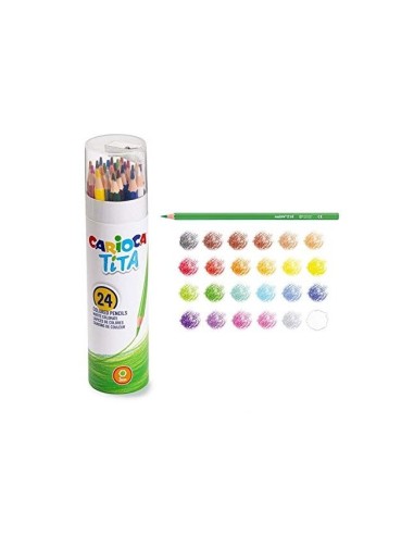 LAPICES CARIOCA TITA MINA 3MM TUBO METAL 24 SURT.+ SACAPUNTAS
