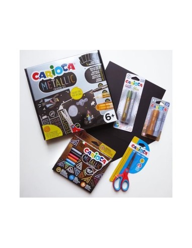 SET DIBUJO CARIOCA METALLIC POP UP CARD CREATOR 3D 17 PIEZAS