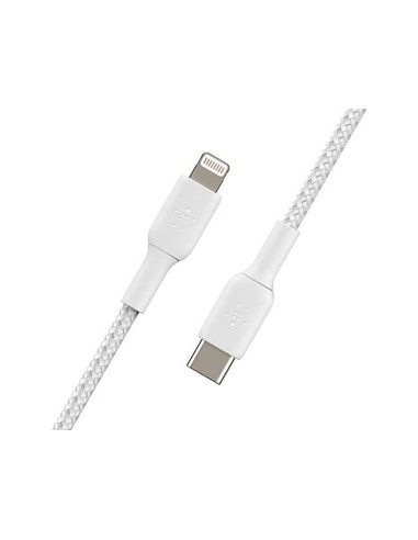 CABLE TRENZADO BELKIN CAA004BT1MWH USB-C A LIGHTNING LARGO 1 M BL.