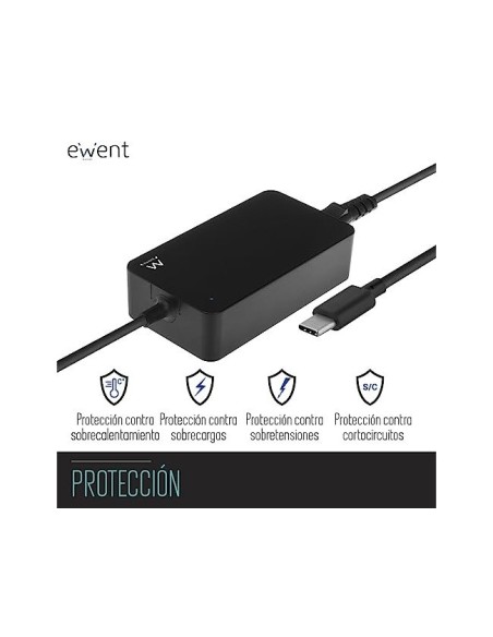 CARGADOR EWENT PORTATIL USB TYPE-C 100-240V 45W