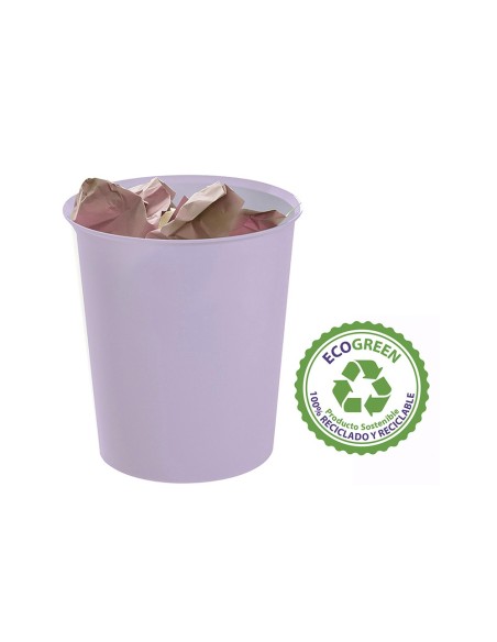 PAPELERA PLAST.ARCHIVO 2000 ECOGREEN 100% RECICLADA 18LT.MALVA PASTEL