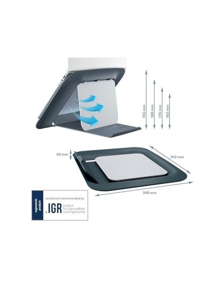 SOPORTE PORTATIL LEITZ ERGO COSY AJUSTABLE 4 ALTURA GRIS 310X50X247MM