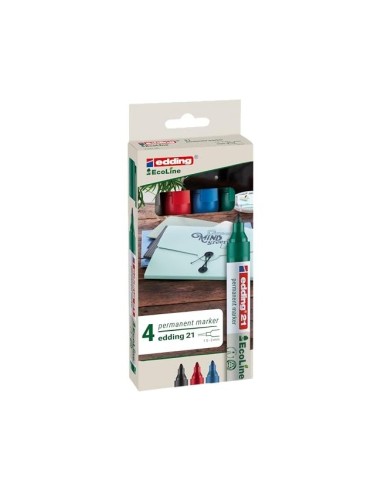 ROTULADOR EDDING 21 PERM.ECOLINE 90% RECI. 4 SURT.PUNTA RED.1,5-3