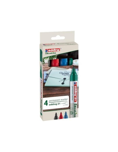 ROTULADOR EDDING 21 PERM.ECOLINE 90% RECI. 4 SURT.PUNTA RED.1,5-3