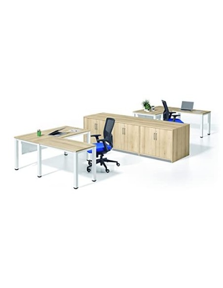 MESA OFICINA ROCADA EXECUTIVE 2002AD04 ALUMINIO/BL.160X80 CM