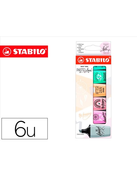 ROTULADOR STABILO BOSS MINI PASTEL LOVE  6 UD.SURT.