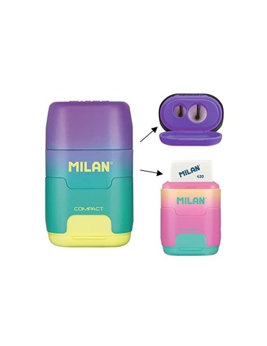 SACAPUNTAS MILAN COMPACT SUNSET PLAST.2 USOS GOMA BORRAR SURT.