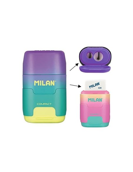 SACAPUNTAS MILAN COMPACT SUNSET PLAST.2 USOS GOMA BORRAR SURT.