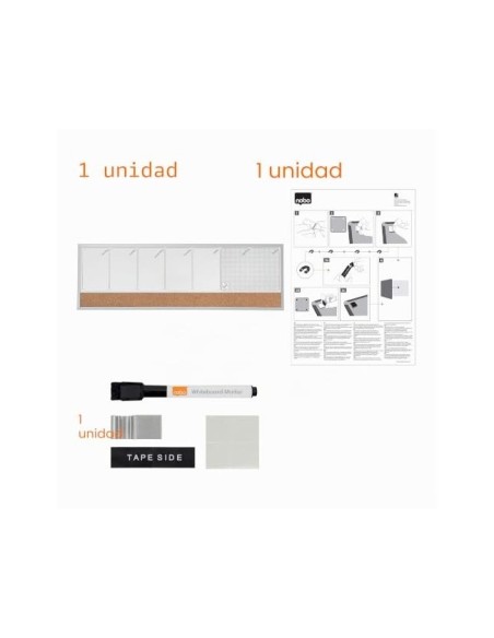 PLANIFICADOR SEMANAL NOBO MAGN.+TABLERO CORCHO HOR.MARCO AL.585X190MM