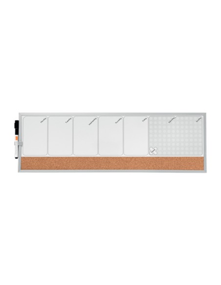 PLANIFICADOR SEMANAL NOBO MAGN.+TABLERO CORCHO HOR.MARCO AL.585X190MM