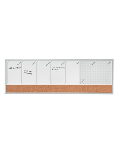 PLANIFICADOR SEMANAL NOBO MAGN.+TABLERO CORCHO HOR.MARCO AL.585X190MM