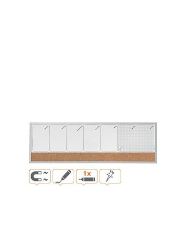 PLANIFICADOR SEMANAL NOBO MAGN.+TABLERO CORCHO HOR.MARCO AL.585X190MM