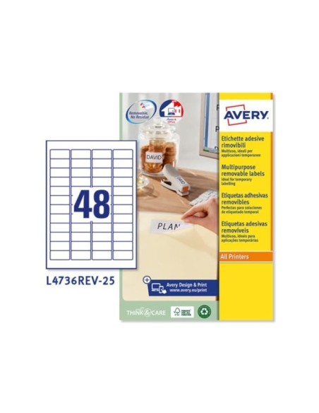 ETIQUETAS ADH. AVERY L4736REV 45,7X21,2MM 25H.