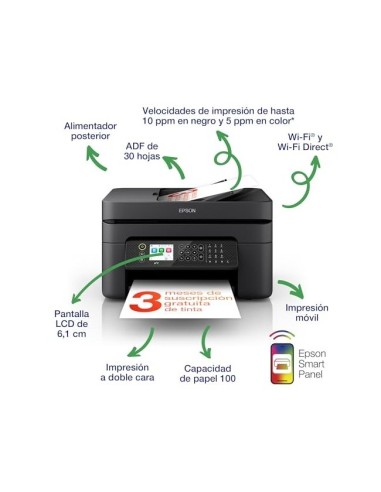 EPSON WORK FORCE WF-2930DWF WIFI TINTA 10 PPM BAND.100H.  MULTIFUNCIO