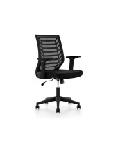 SILLA ROCADA GIRAT BRAZOS RESPALDO MALLA NEGRA/TAPIZADO NEGRA