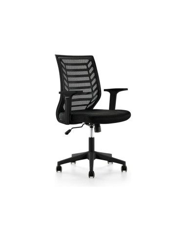 SILLA ROCADA GIRAT BRAZOS RESPALDO MALLA NEGRA/TAPIZADO NEGRA