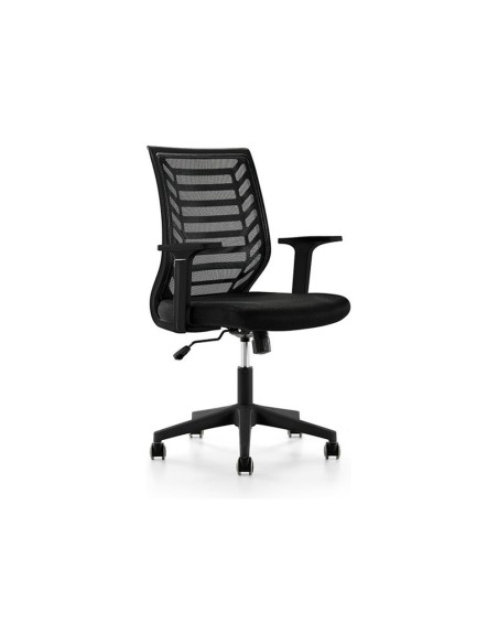 SILLA ROCADA GIRAT BRAZOS RESPALDO MALLA NEGRA/TAPIZADO NEGRA