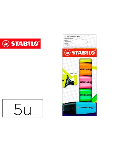 ROTULADOR STABILO BOSS MINI  5 UD.AM./AZUL/NARANJA/ROSA/ VE.