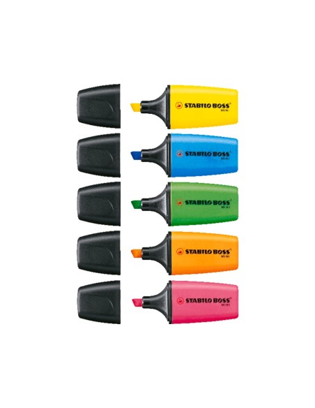 ROTULADOR STABILO BOSS MINI  5 UD.AM./AZUL/NARANJA/ROSA/ VE.