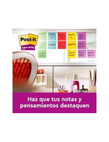 BLOC NOTAS ADH. QU PON POST-IT SUPER STICKY PLAYFUL 76X76MM 90H 6 UD.
