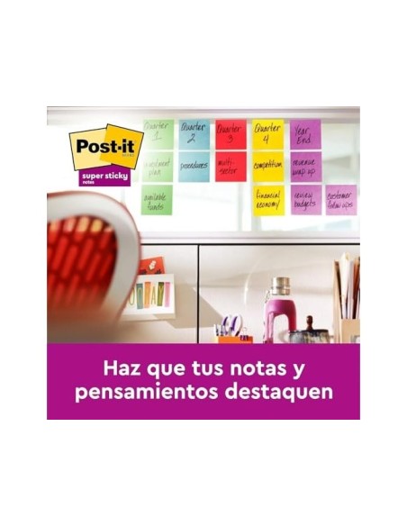 BLOC NOTAS ADH. QU PON POST-IT SUPER STICKY PLAYFUL 76X76MM 90H 6 UD.