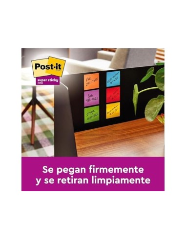 BLOC NOTAS ADH. QU PON POST-IT SUPER STICKY PLAYFUL 76X76MM 90H 6 UD.