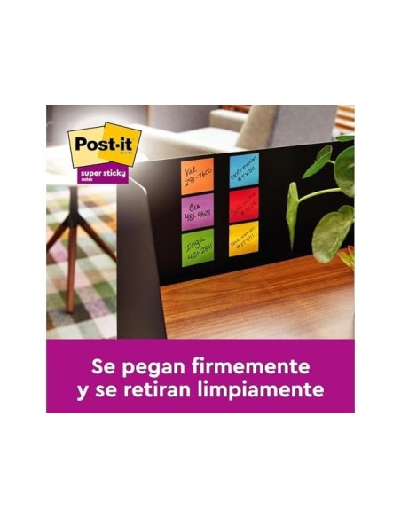 BLOC NOTAS ADH. QU PON POST-IT SUPER STICKY PLAYFUL 76X76MM 90H 6 UD.