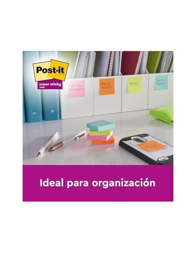 BLOC NOTAS ADH. QU PON POST-IT SUPER STICKY PLAYFUL 76X76MM 90H 6 UD.