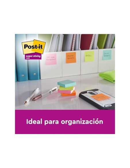 BLOC NOTAS ADH. QU PON POST-IT SUPER STICKY PLAYFUL 76X76MM 90H 6 UD.