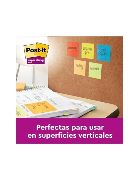 BLOC NOTAS ADH. QU PON POST-IT SUPER STICKY PLAYFUL 76X76MM 90H 6 UD.