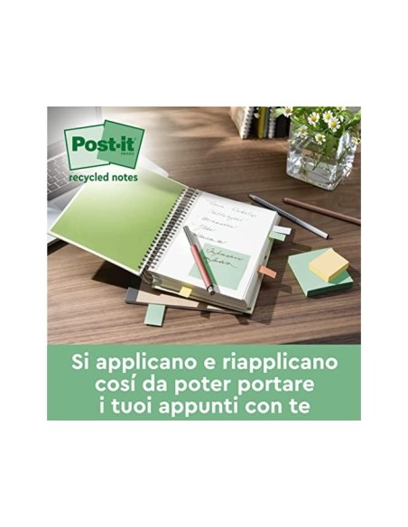 BLOC NOTAS ADH. QUITA PON POST-IT 76X76MM 100% REC TORRE  16 UD.COL.