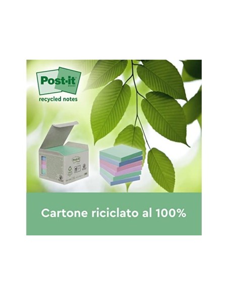 BLOC NOTAS ADH. QUITA PON POST-IT 76X76MM 100% REC TORRE  16 UD.COL.