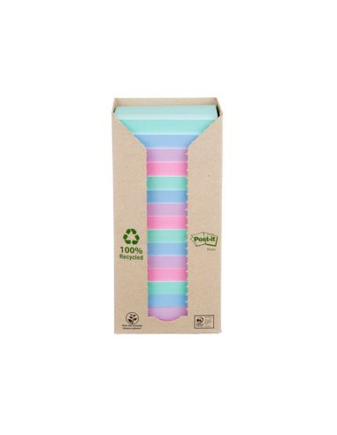 BLOC NOTAS ADH. QUITA PON POST-IT 76X76MM 100% REC TORRE  16 UD.COL.