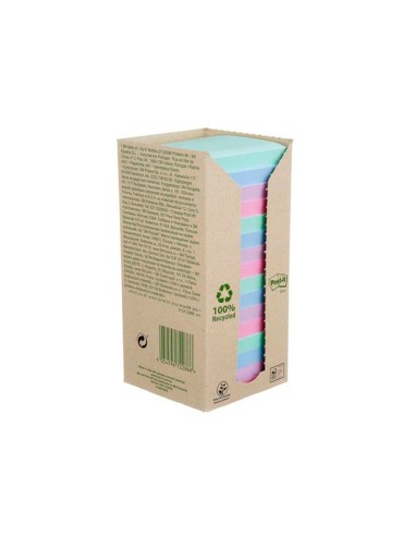 BLOC NOTAS ADH. QUITA PON POST-IT 76X76MM 100% REC TORRE  16 UD.COL.