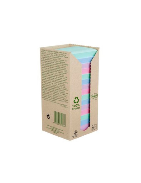 BLOC NOTAS ADH. QUITA PON POST-IT 76X76MM 100% REC TORRE  16 UD.COL.