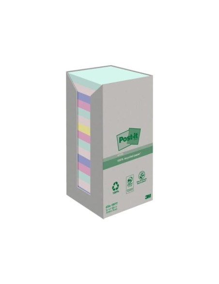 BLOC NOTAS ADH. QUITA PON POST-IT 76X76MM 100% REC TORRE  16 UD.COL.